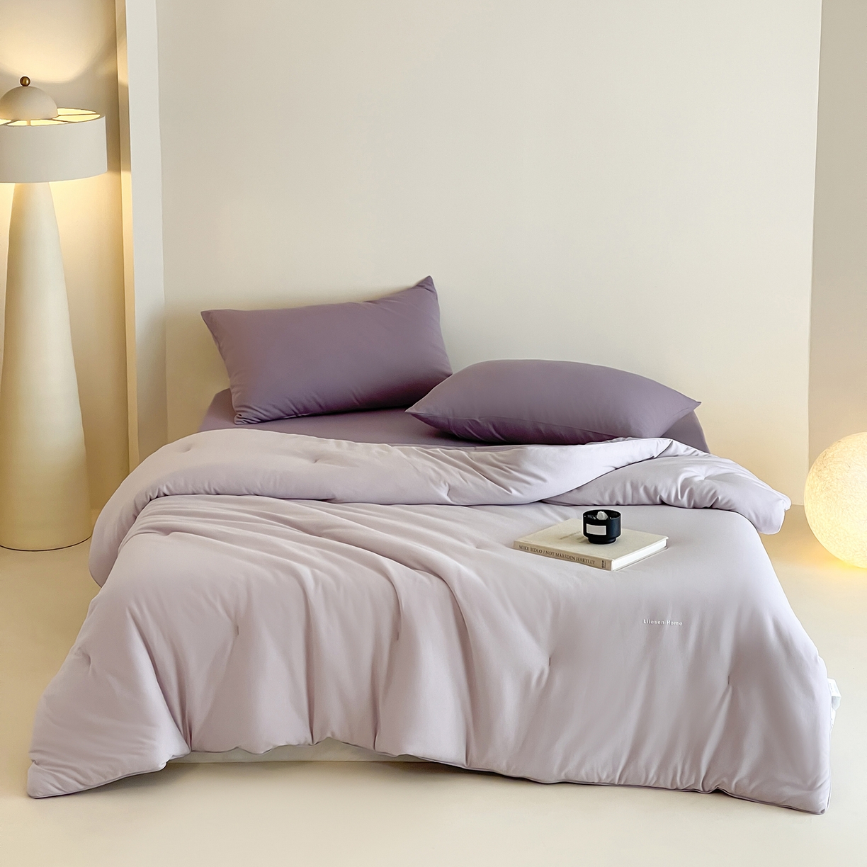 91家纺网 家纺一手货源 找家纺 丽笙被芯 2025新款阿瓦提针织棉可水洗恒温四季被懒人被被子被芯 艾草紫