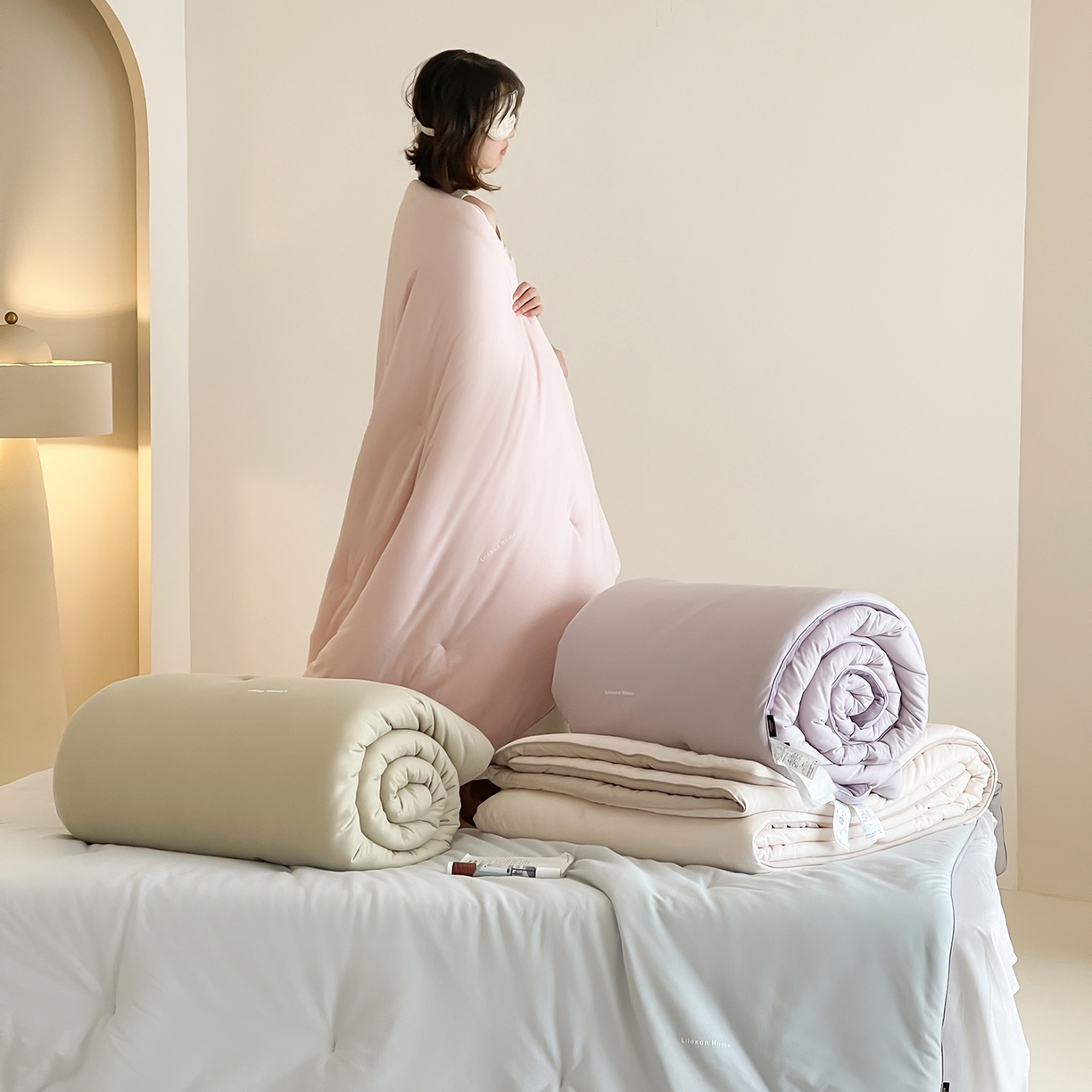 91家纺网 家纺一手货源 找家纺 丽笙被芯 2025新款阿瓦提针织棉可水洗恒温四季被懒人被被子被芯 组合图仅供展示不可下单