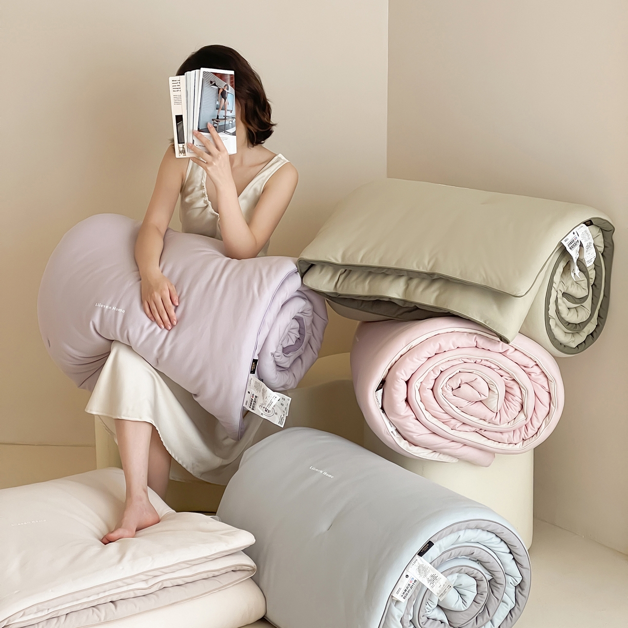 91家纺网 家纺一手货源 找家纺 丽笙被芯 2025新款阿瓦提针织棉可水洗恒温四季被懒人被被子被芯 组合图仅供展示不可下单