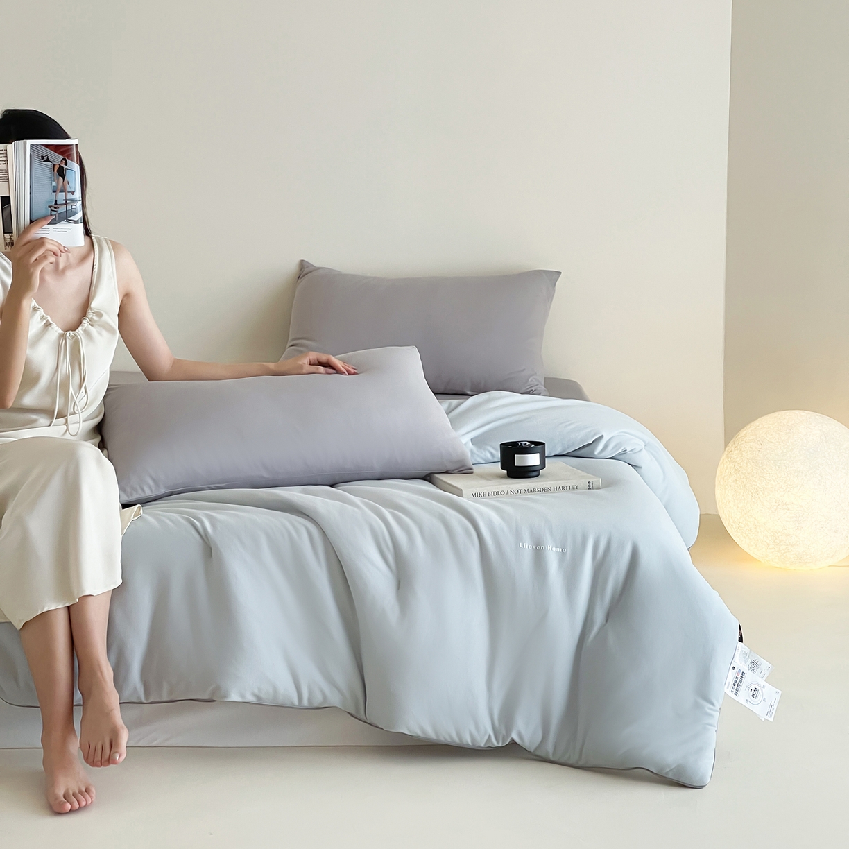 91家纺网 家纺一手货源 找家纺 丽笙被芯 2025新款阿瓦提针织棉可水洗恒温四季被懒人被被子被芯 复古蓝