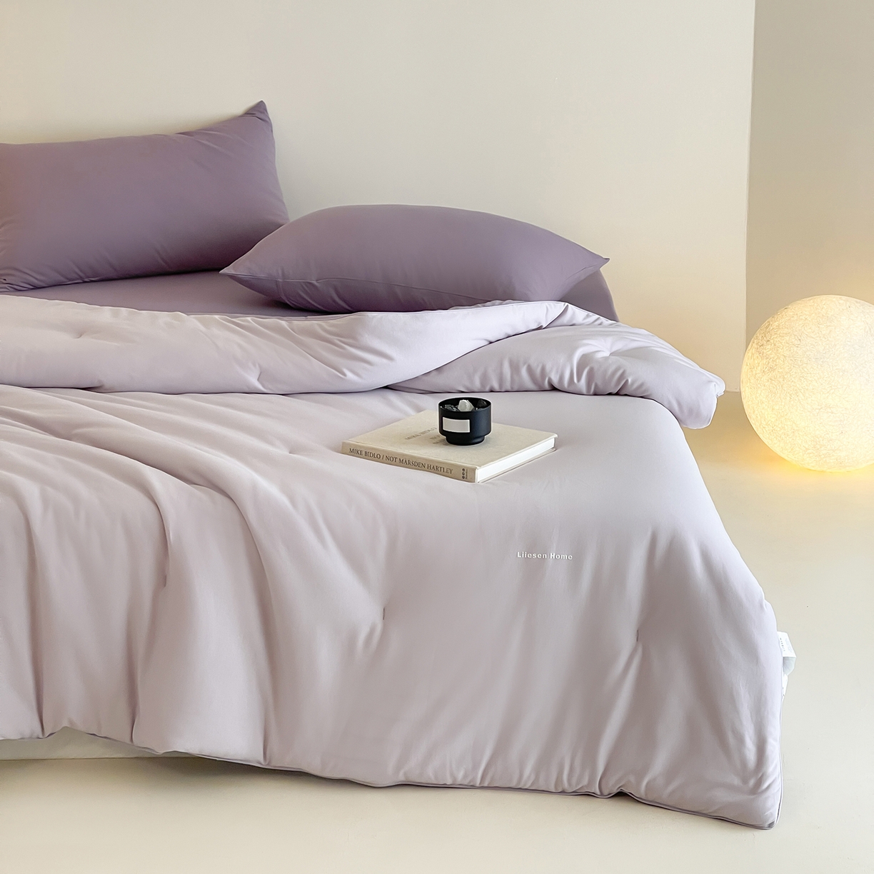 91家纺网 家纺一手货源 找家纺 丽笙被芯 2025新款阿瓦提针织棉可水洗恒温四季被懒人被被子被芯 艾草紫