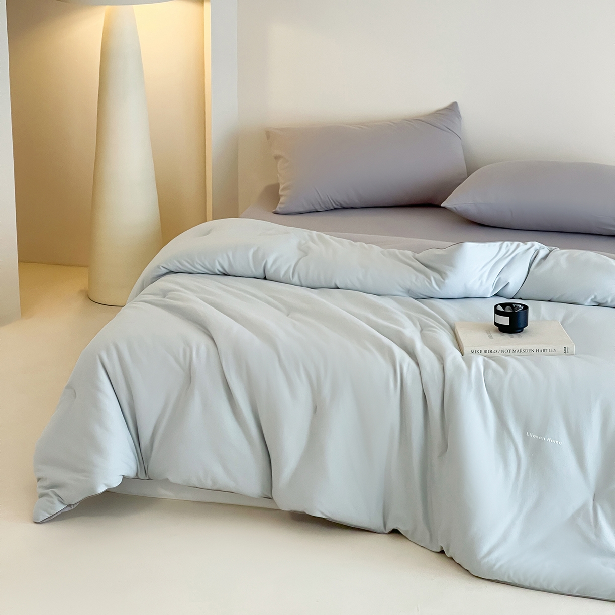 91家纺网 家纺一手货源 找家纺 丽笙被芯 2025新款阿瓦提针织棉可水洗恒温四季被懒人被被子被芯 复古蓝