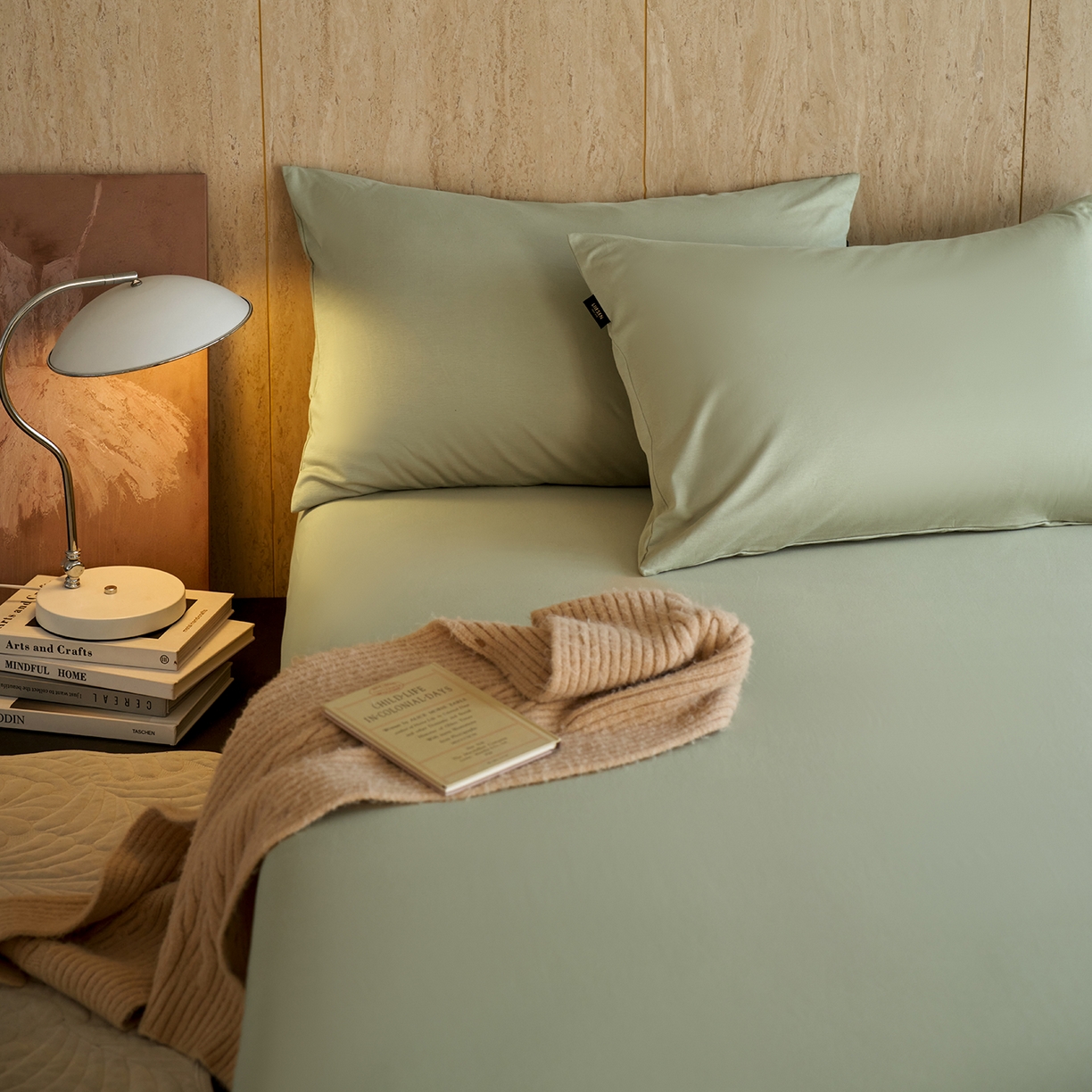 91家纺网 家纺一手货源 找家纺 丽笙被芯 2025新款亲肤舒适阿瓦提针织全棉纯棉枕套单品枕套单件枕套 春水绿