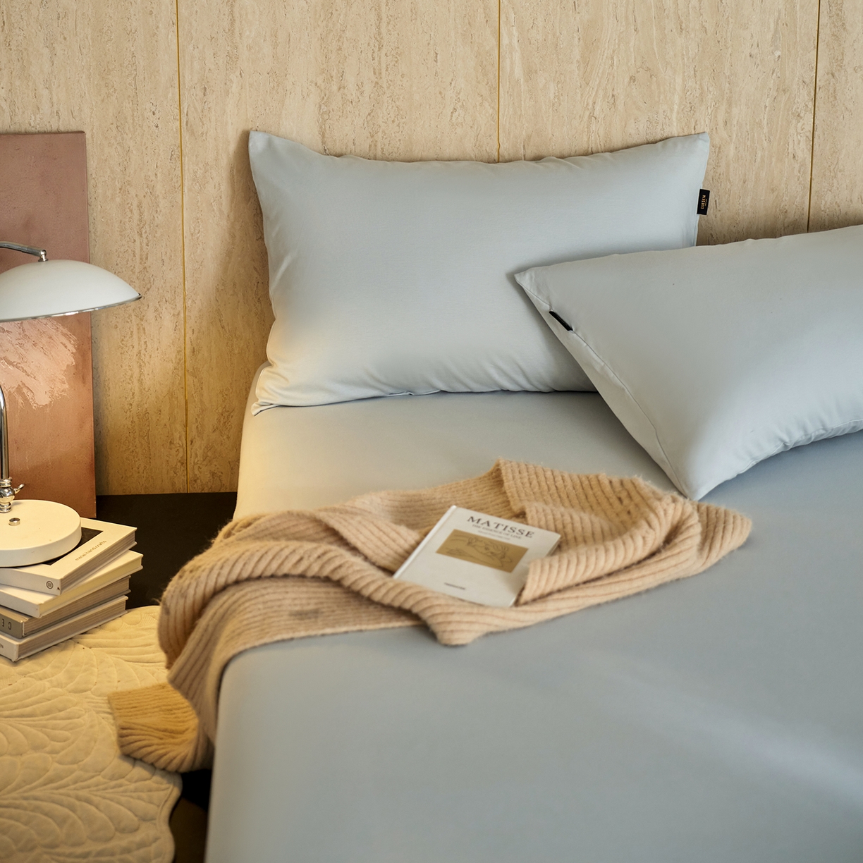 91家纺网 家纺一手货源 找家纺 丽笙被芯 2025新款亲肤舒适阿瓦提针织全棉纯棉枕套单品枕套单件枕套 复古蓝