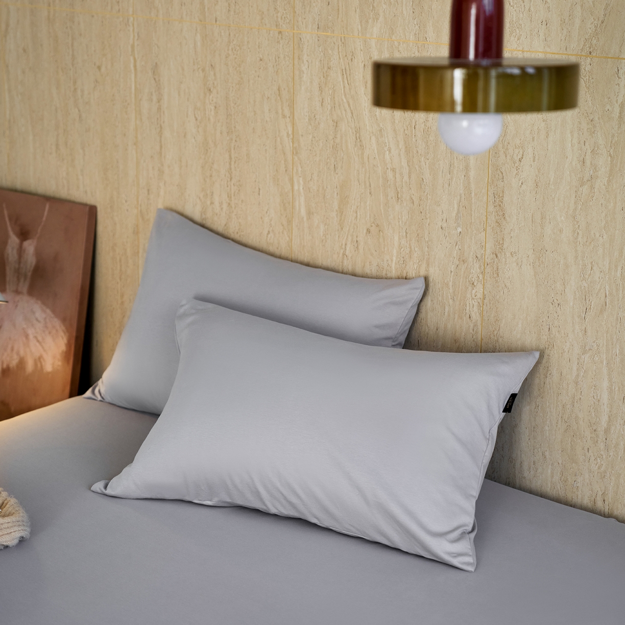 91家纺网 家纺一手货源 找家纺 丽笙被芯 2025新款亲肤舒适阿瓦提针织全棉纯棉枕套单品枕套单件枕套 清爽灰