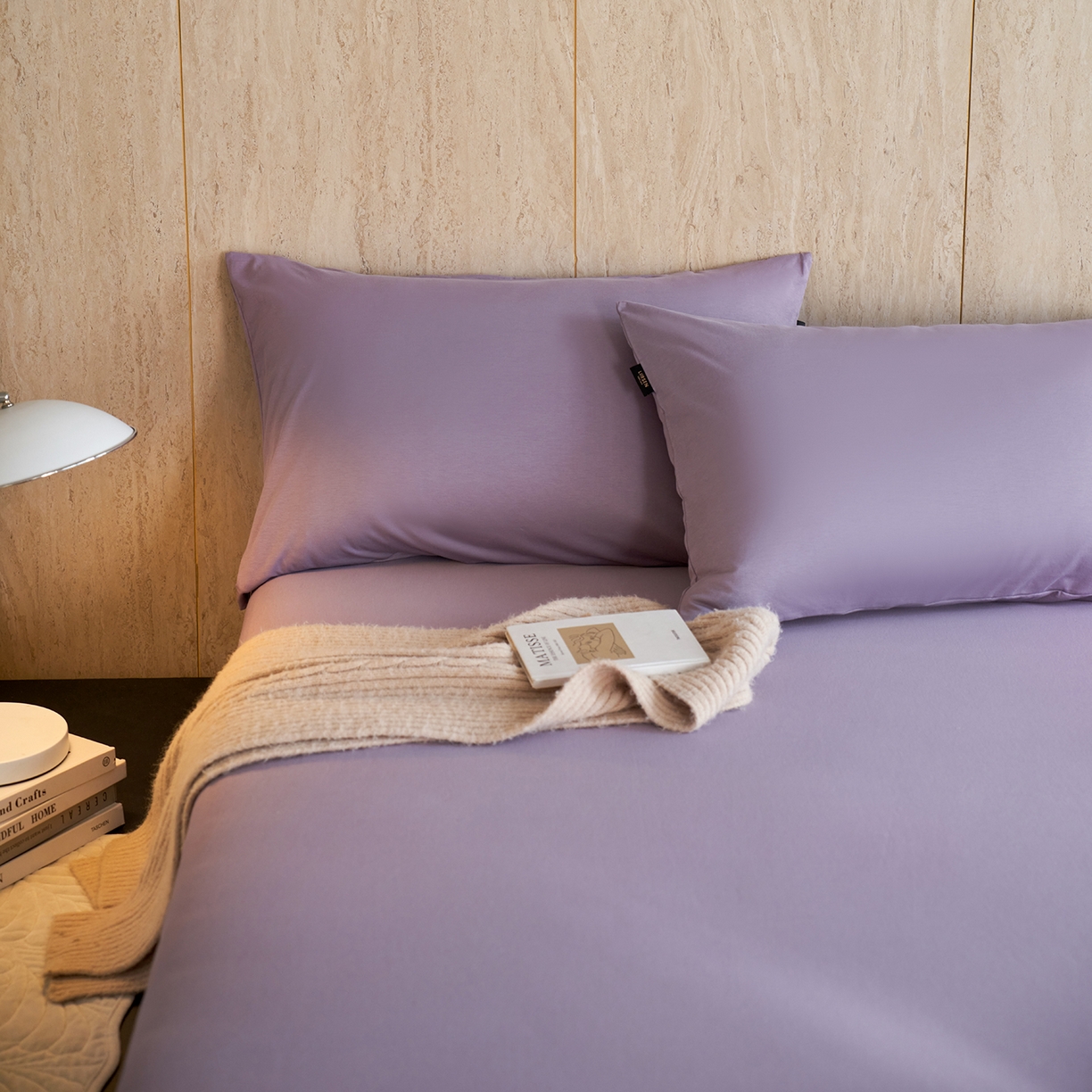 91家纺网 家纺一手货源 找家纺 丽笙被芯 2025新款亲肤舒适阿瓦提针织全棉纯棉枕套单品枕套单件枕套 豆蔻紫