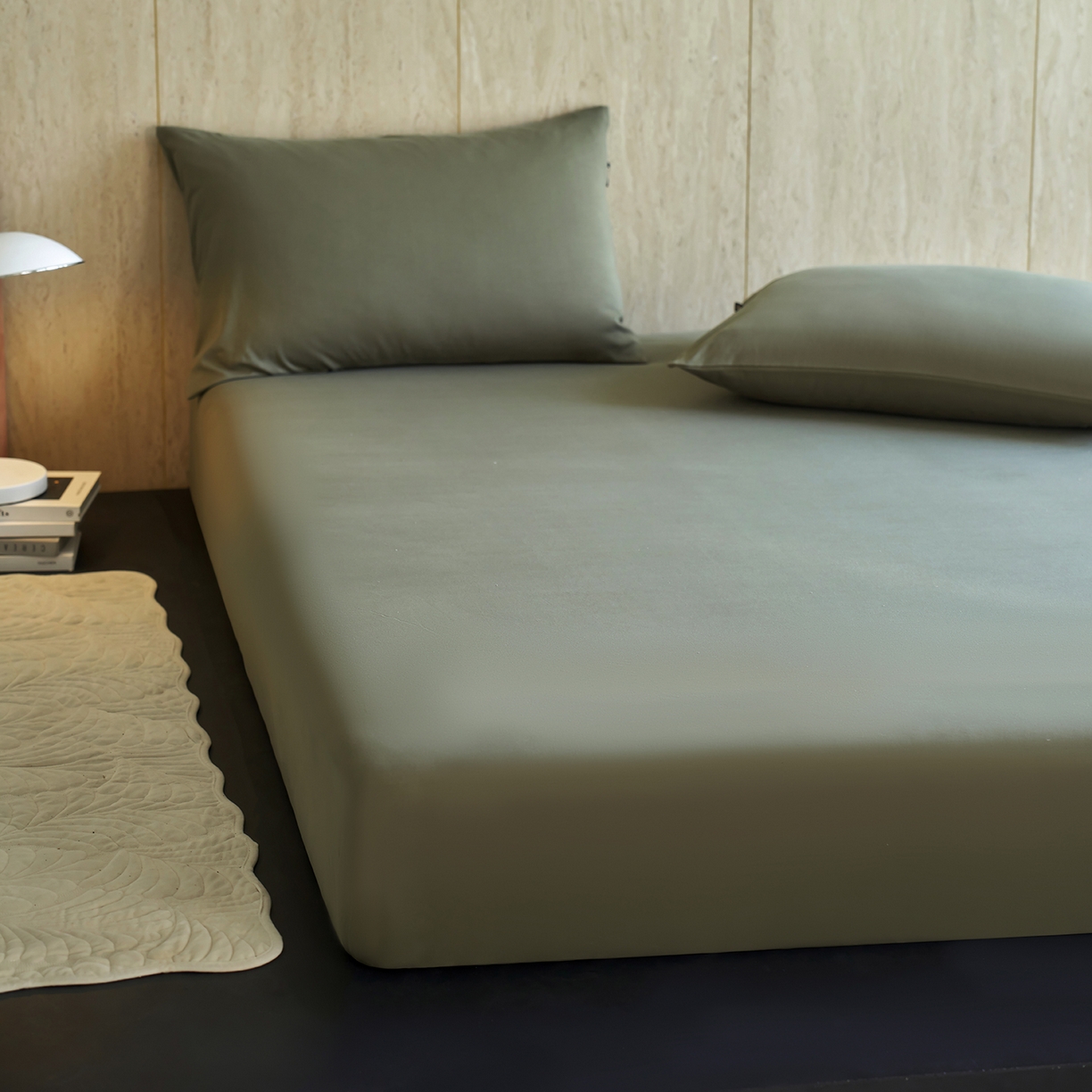 91家纺网 家纺一手货源 找家纺 丽笙被芯 2025新款亲肤舒适阿瓦提针织全棉纯棉床笠单品床笠单件床笠 橄榄绿
