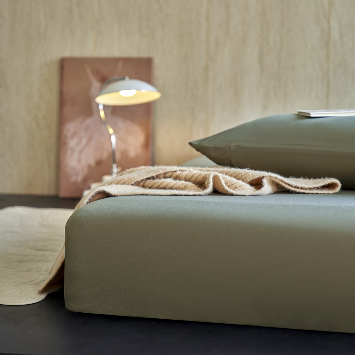 91家纺网 家纺一手货源 找家纺 丽笙被芯 2025新款亲肤舒适阿瓦提针织全棉纯棉床笠单品床笠单件床笠 橄榄绿