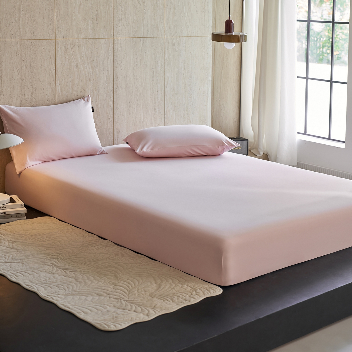 91家纺网 家纺一手货源 找家纺 丽笙被芯 2025新款亲肤舒适阿瓦提针织全棉纯棉床笠单品床笠单件床笠 落霞粉