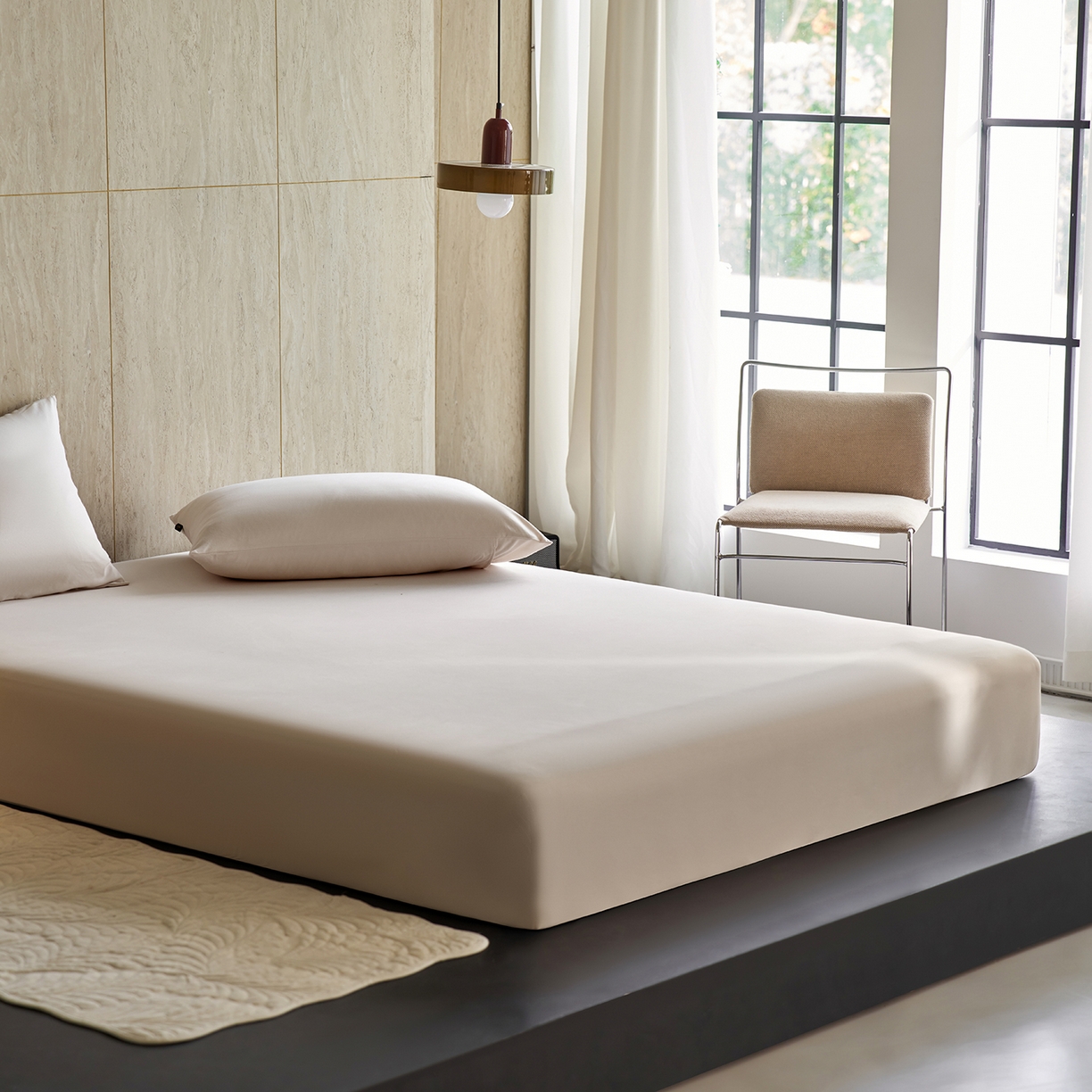 91家纺网 家纺一手货源 找家纺 丽笙被芯 2025新款亲肤舒适阿瓦提针织全棉纯棉床笠单品床笠单件床笠 浅咖