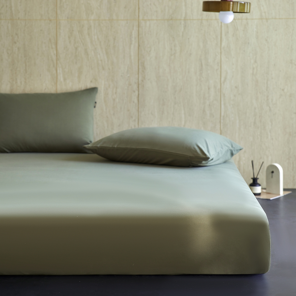 91家纺网 家纺一手货源 找家纺 丽笙被芯 2025新款亲肤舒适阿瓦提针织全棉纯棉床笠单品床笠单件床笠 橄榄绿