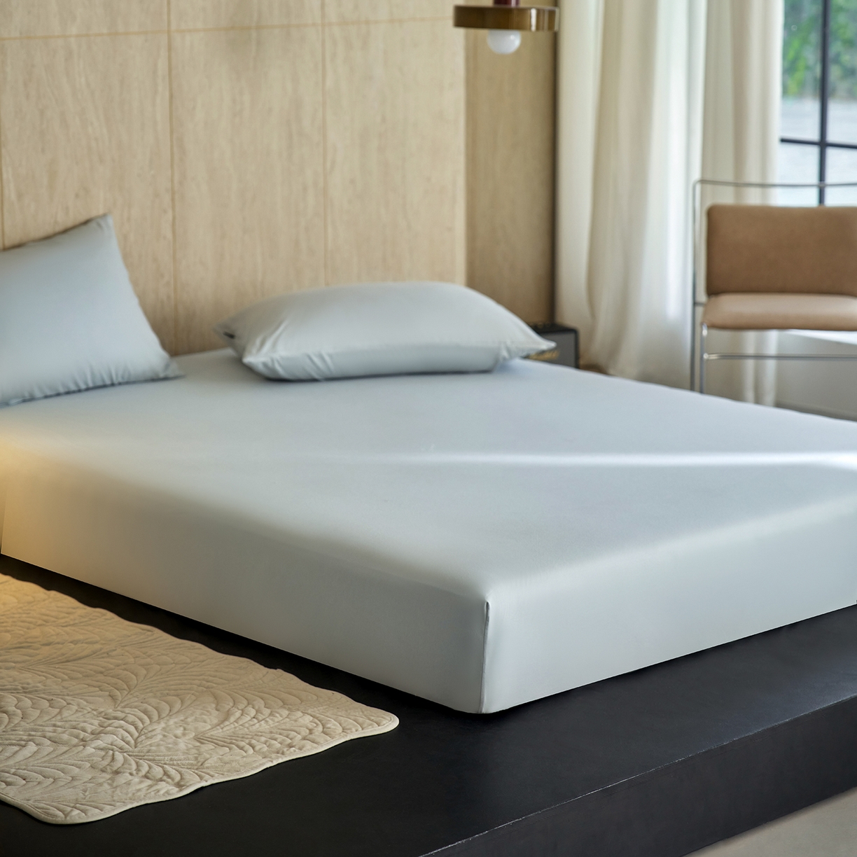 91家纺网 家纺一手货源 找家纺 丽笙被芯 2025新款亲肤舒适阿瓦提针织全棉纯棉床笠单品床笠单件床笠 复古蓝