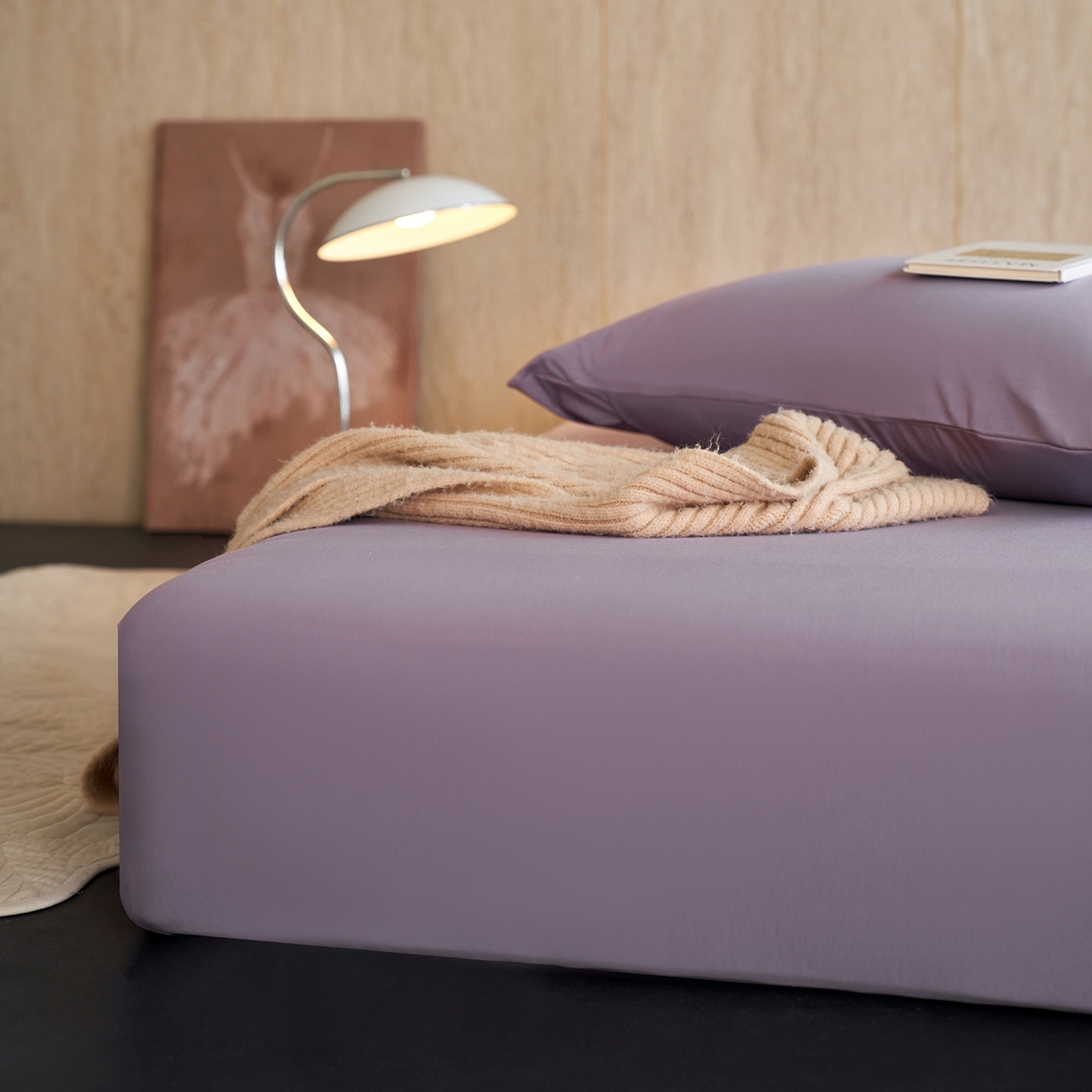 91家纺网 家纺一手货源 找家纺 丽笙被芯 2025新款亲肤舒适阿瓦提针织全棉纯棉床笠单品床笠单件床笠 豆蔻紫