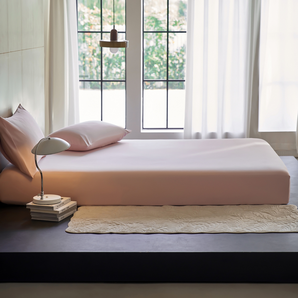 91家纺网 家纺一手货源 找家纺 丽笙被芯 2025新款亲肤舒适阿瓦提针织全棉纯棉床笠单品床笠单件床笠 落霞粉