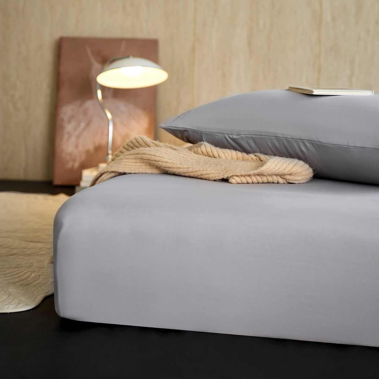 91家纺网 家纺一手货源 找家纺 丽笙被芯 2025新款亲肤舒适阿瓦提针织全棉纯棉床笠单品床笠单件床笠 清爽灰