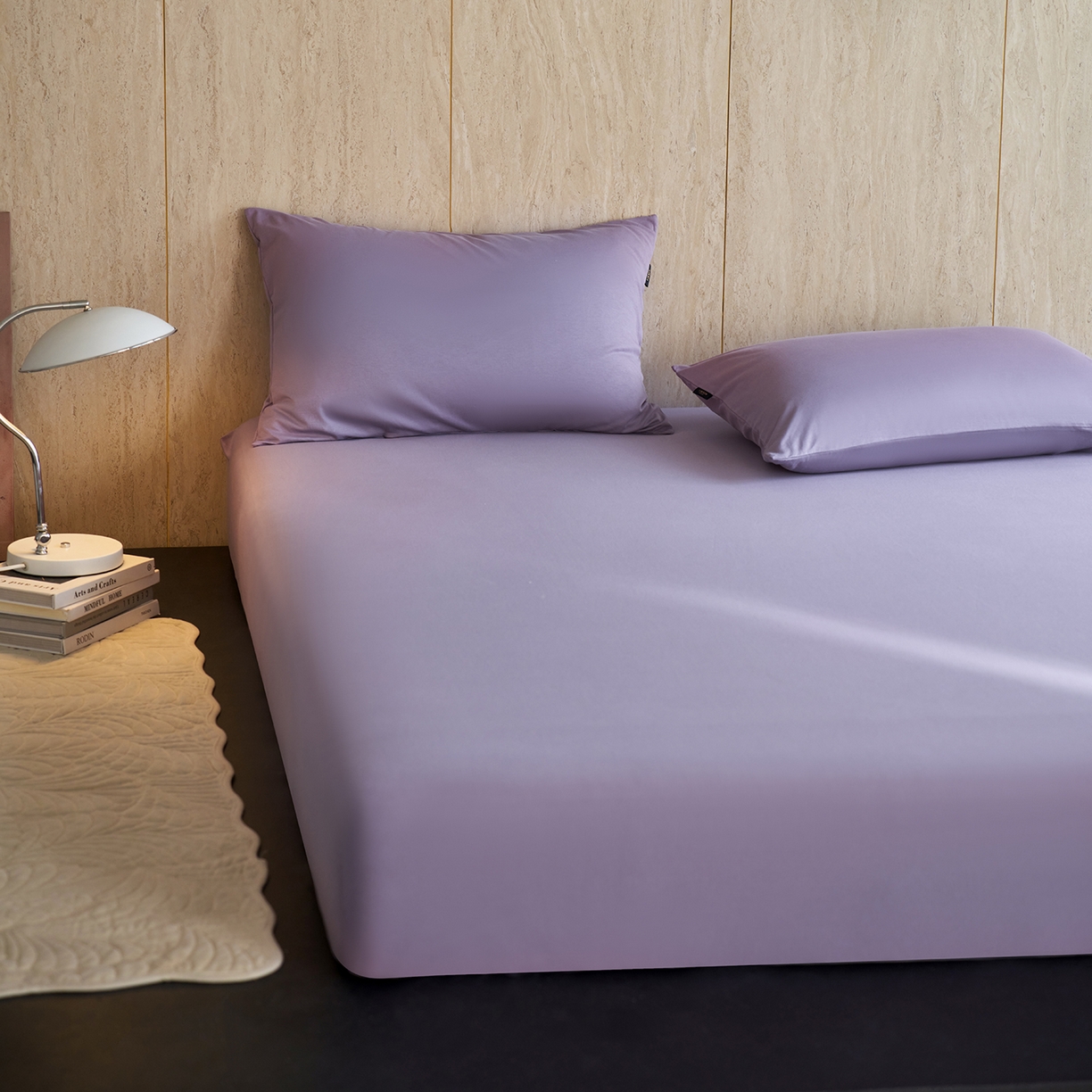 91家纺网 家纺一手货源 找家纺 丽笙被芯 2025新款亲肤舒适阿瓦提针织全棉纯棉床笠单品床笠单件床笠 豆蔻紫