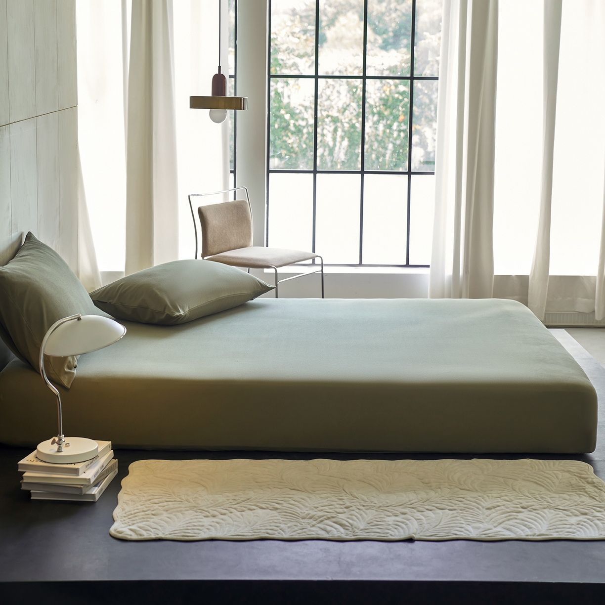 91家纺网 家纺一手货源 找家纺 丽笙被芯 2025新款亲肤舒适阿瓦提针织全棉纯棉床笠单品床笠单件床笠 橄榄绿