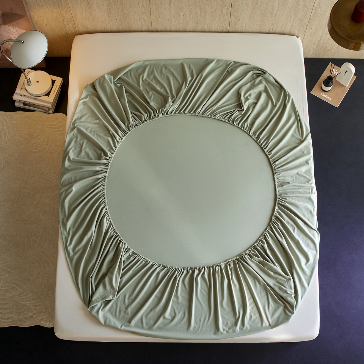 91家纺网 家纺一手货源 找家纺 丽笙被芯 2025新款亲肤舒适阿瓦提针织全棉纯棉床笠单品床笠单件床笠 春水绿