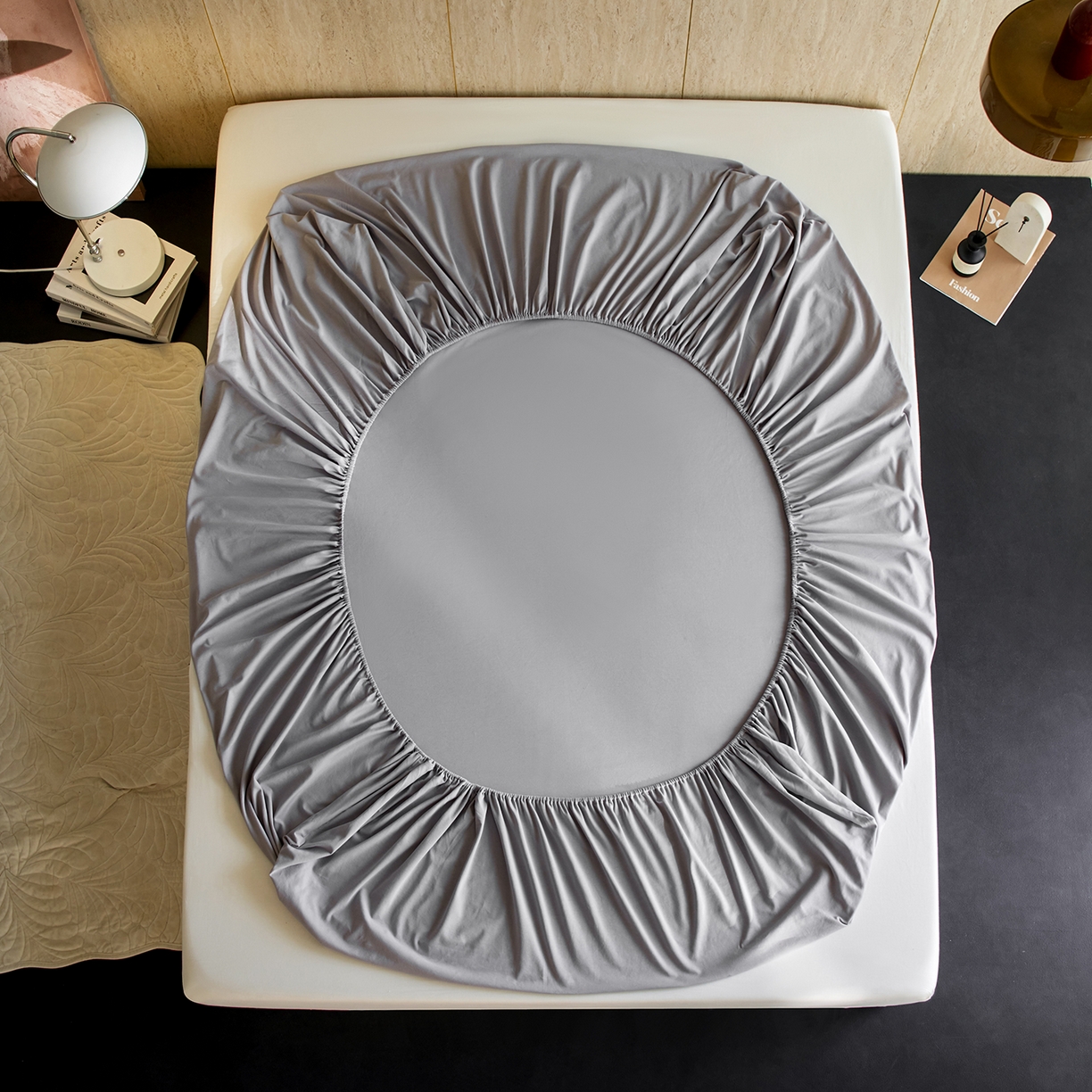 91家纺网 家纺一手货源 找家纺 丽笙被芯 2025新款亲肤舒适阿瓦提针织全棉纯棉床笠单品床笠单件床笠 清爽灰