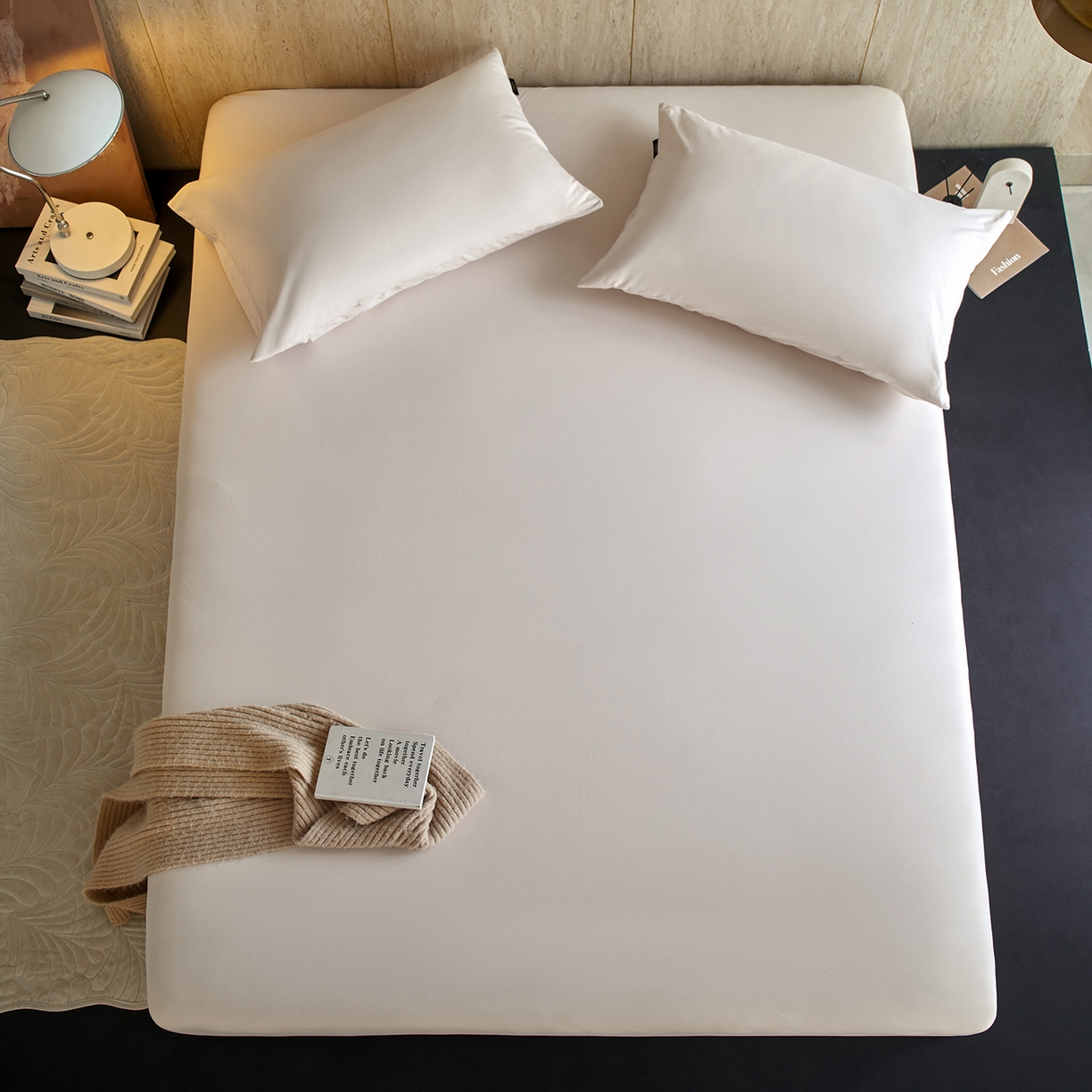 91家纺网 家纺一手货源 找家纺 丽笙被芯 2025新款亲肤舒适阿瓦提针织全棉纯棉床笠单品床笠单件床笠 透明黄