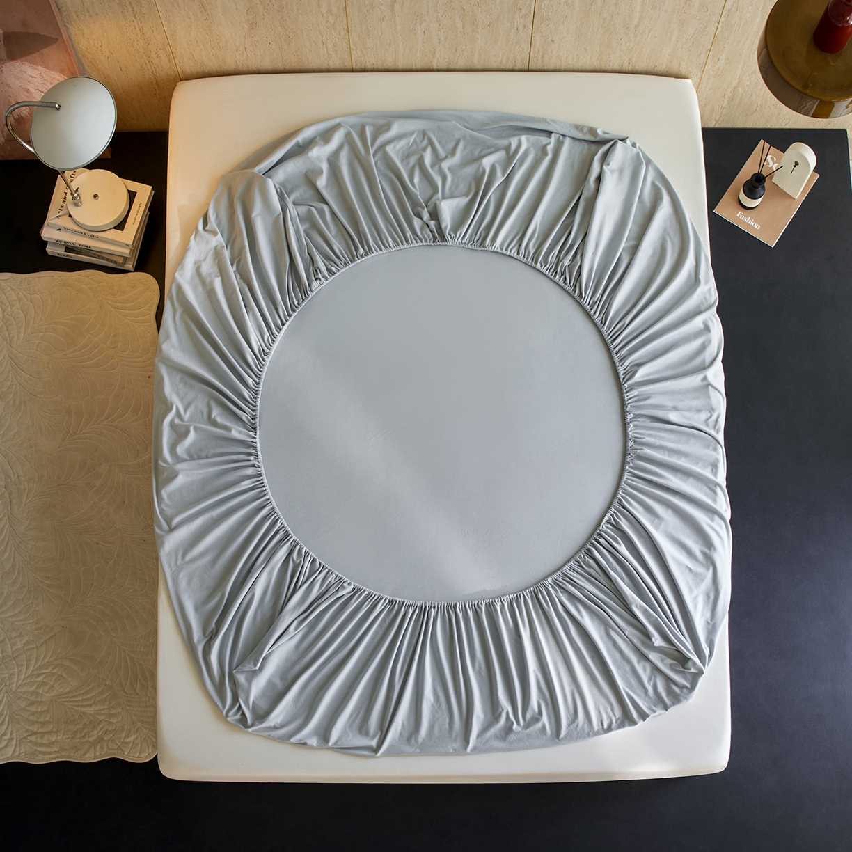 91家纺网 家纺一手货源 找家纺 丽笙被芯 2025新款亲肤舒适阿瓦提针织全棉纯棉床笠单品床笠单件床笠 复古蓝