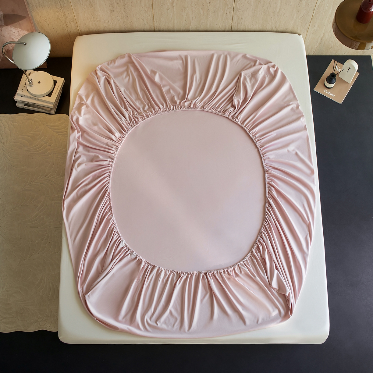 91家纺网 家纺一手货源 找家纺 丽笙被芯 2025新款亲肤舒适阿瓦提针织全棉纯棉床笠单品床笠单件床笠 落霞粉