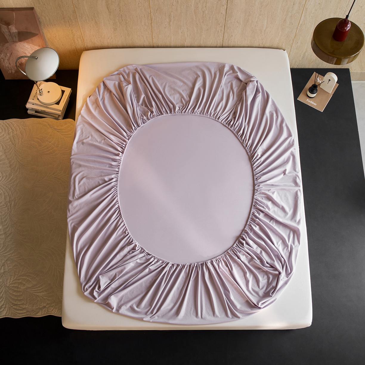 91家纺网 家纺一手货源 找家纺 丽笙被芯 2025新款亲肤舒适阿瓦提针织全棉纯棉床笠单品床笠单件床笠 艾草紫