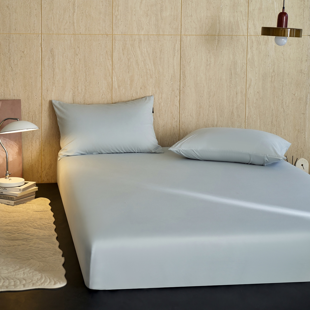 91家纺网 家纺一手货源 找家纺 丽笙被芯 2025新款亲肤舒适阿瓦提针织全棉纯棉床笠单品床笠单件床笠 复古蓝