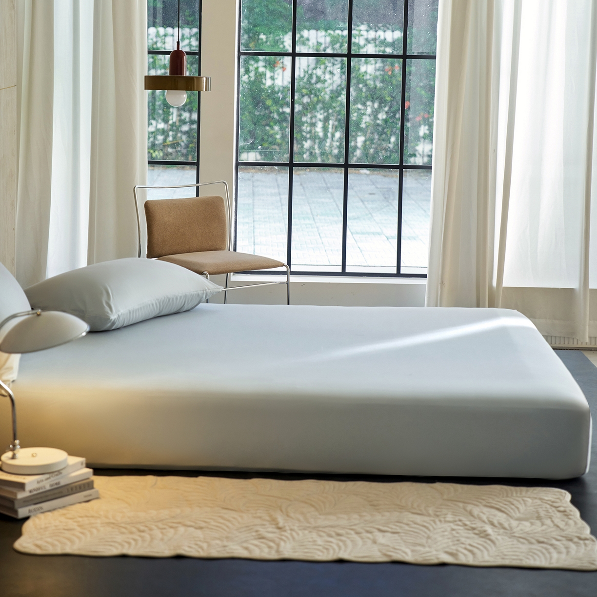 91家纺网 家纺一手货源 找家纺 丽笙被芯 2025新款亲肤舒适阿瓦提针织全棉纯棉床笠单品床笠单件床笠 复古蓝