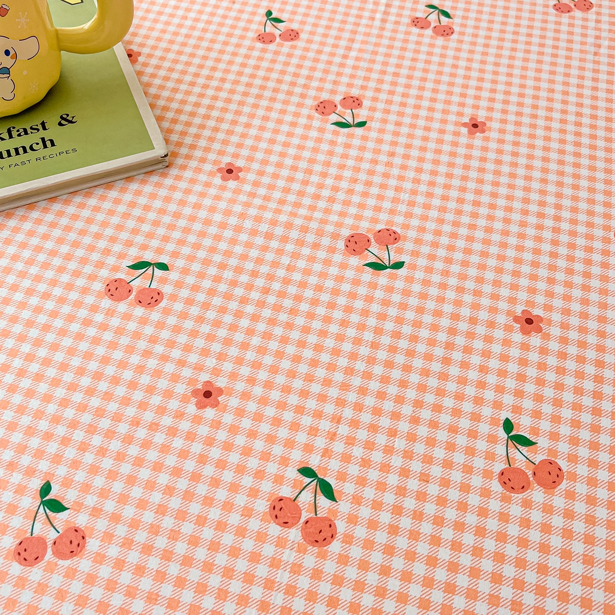 91家纺网 家纺一手货源 找家纺 首爱家纺 2025新款木棉双层纱印花床笠 小樱桃