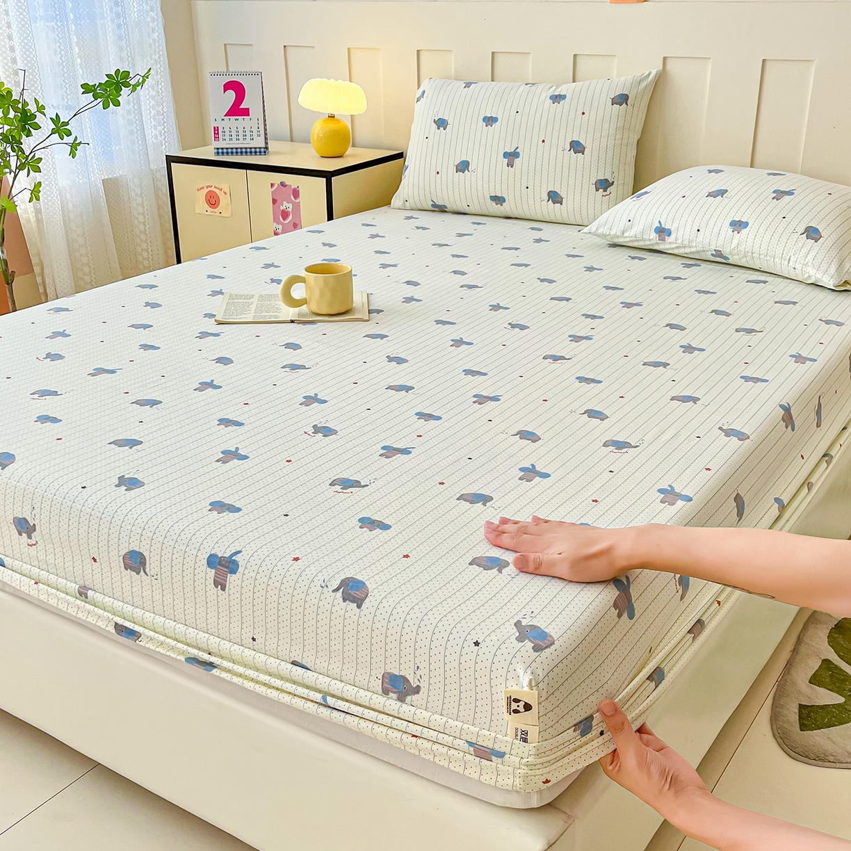 棉乐町家居 2025新款木棉双层纱印花床笠 点点象