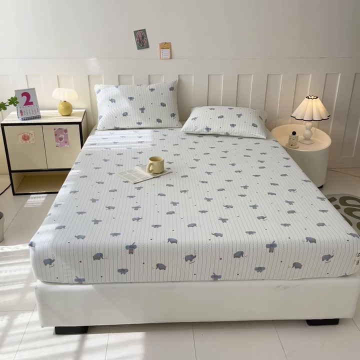 91家纺网 家纺一手货源 找家纺 棉乐町家居 2025新款木棉双层纱印花床笠 点点象