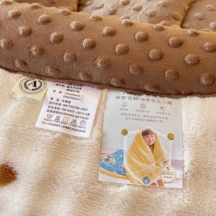 91家纺网 家纺一手货源 找家纺 云家 2025直播热款兔兔绒豆豆被三层夹棉加厚毛毯毯子牛奶绒冬被泡泡兔毛绒保暖被子被芯 咖爱心