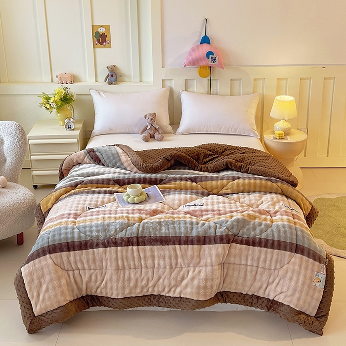 91家纺网 家纺一手货源 找家纺 云家 2025直播热款兔兔绒豆豆被三层夹棉加厚毛毯毯子牛奶绒冬被泡泡兔毛绒保暖被子被芯 时尚都市