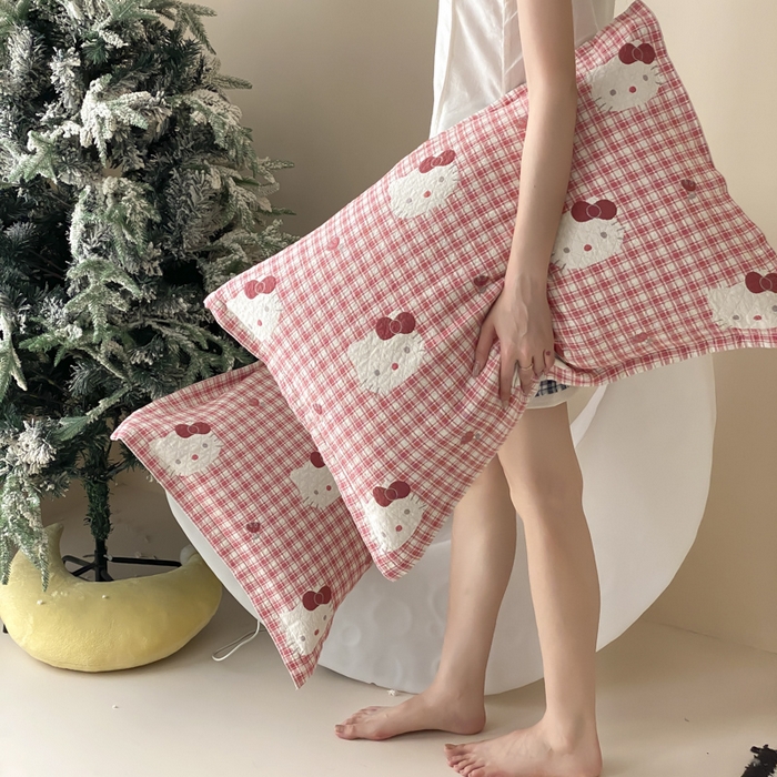 91家纺网 家纺一手货源 找家纺 麻依 2025新款安心棉纱布枕套全棉四层纱布枕套 凯蒂的快乐