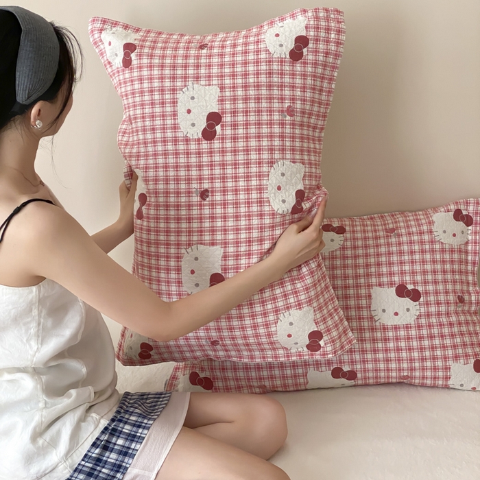 91家纺网 家纺一手货源 找家纺 麻依 2025新款安心棉纱布枕套全棉四层纱布枕套 凯蒂的快乐