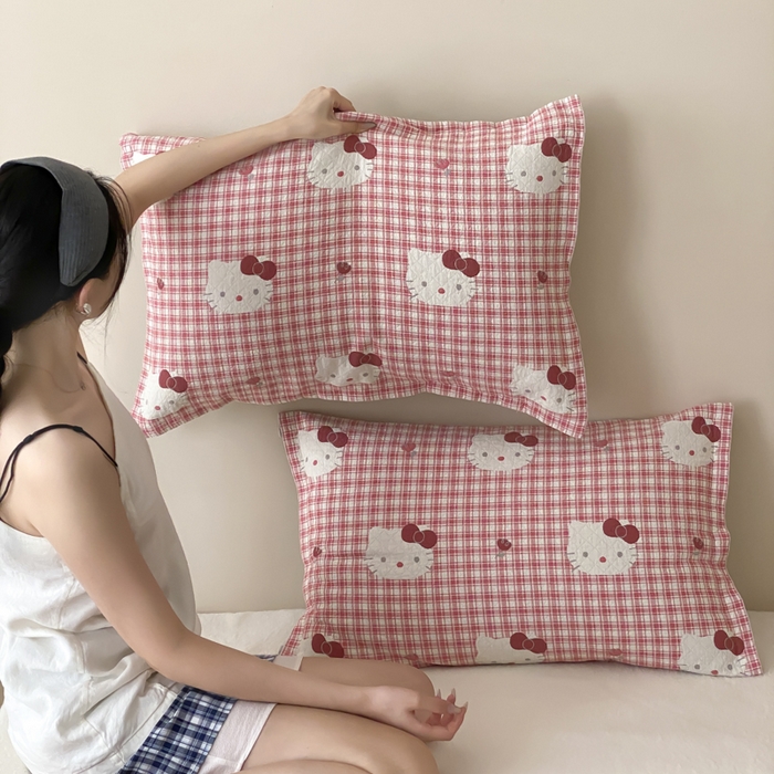 91家纺网 家纺一手货源 找家纺 麻依 2025新款安心棉纱布枕套全棉四层纱布枕套 凯蒂的快乐