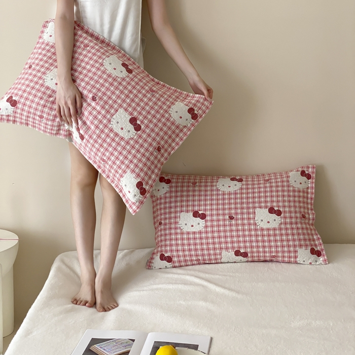 91家纺网 家纺一手货源 找家纺 麻依 2025新款安心棉纱布枕套全棉四层纱布枕套 凯蒂的快乐