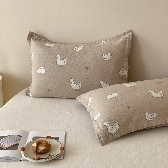 麻依 2025新款安心棉纱布枕套全棉四层纱布枕套 可爱鸭鸭