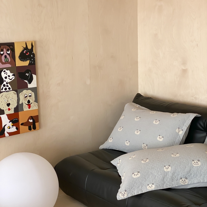 91家纺网 家纺一手货源 找家纺 麻依 2025新款安心棉纱布枕套全棉四层纱布枕套 蓝色熊猫