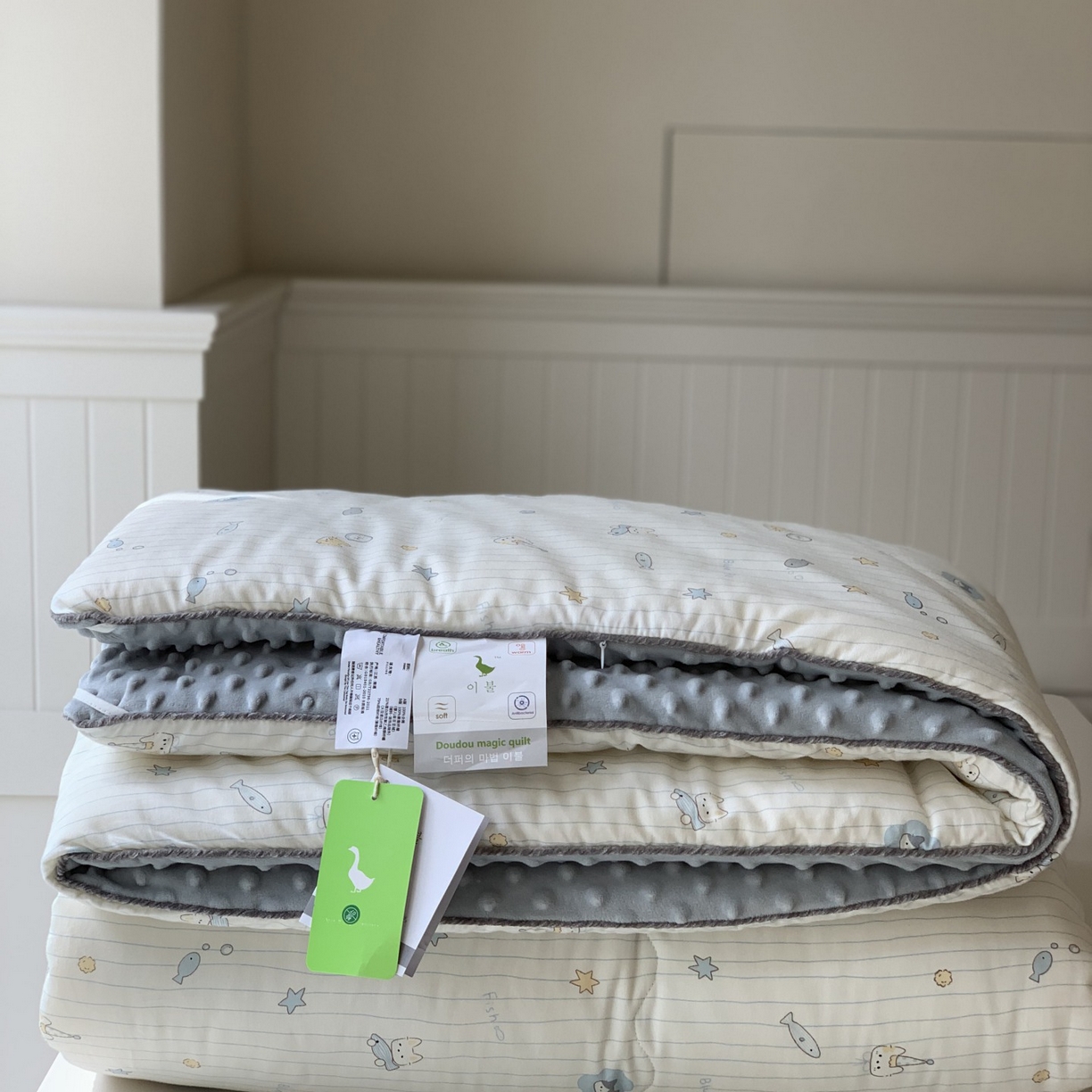 91家纺网 家纺一手货源 找家纺 汇庭 2025秋冬新款幸运豆单人春秋系列 小鱼儿蓝