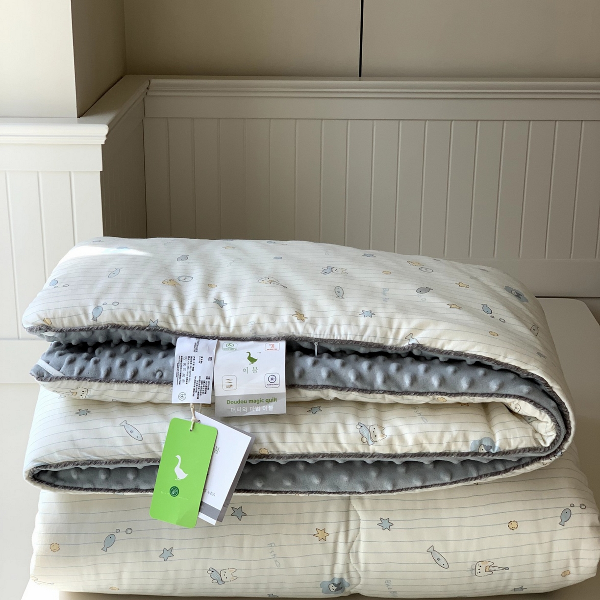 91家纺网 家纺一手货源 找家纺 汇庭 2025秋冬新款幸运豆单人春秋系列 小鱼儿蓝