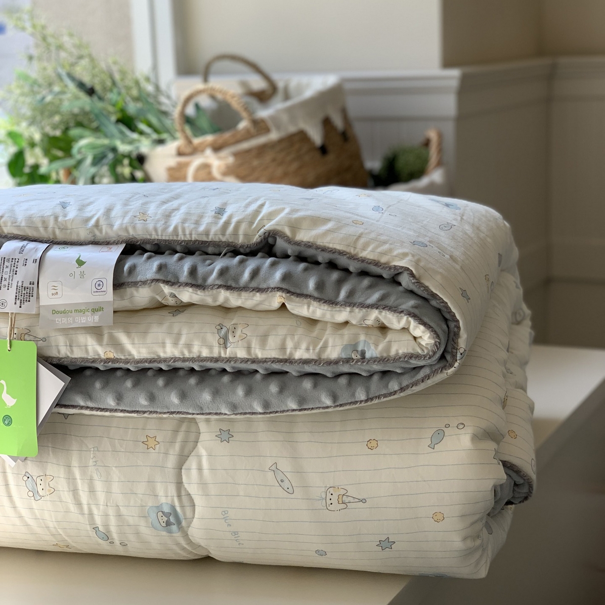 91家纺网 家纺一手货源 找家纺 汇庭 2025秋冬新款幸运豆单人春秋系列 小鱼儿蓝