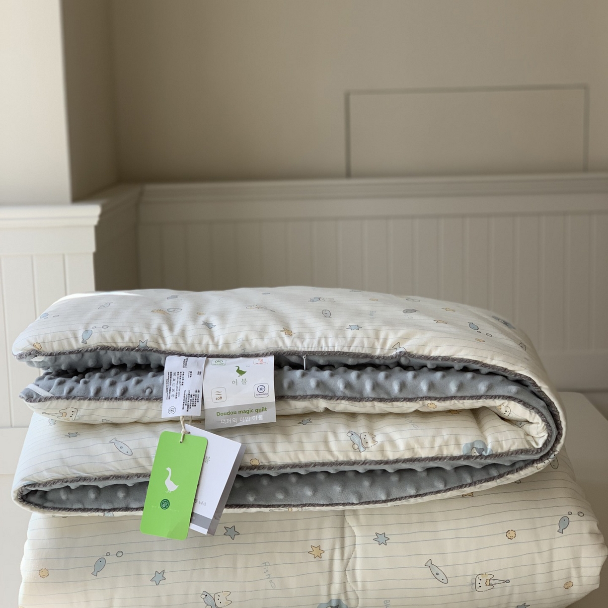 91家纺网 家纺一手货源 找家纺 汇庭 2025秋冬新款幸运豆单人春秋系列 小鱼儿蓝