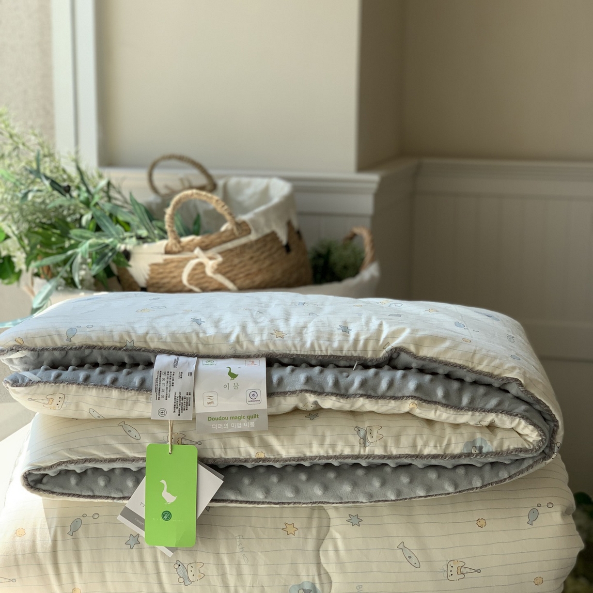 91家纺网 家纺一手货源 找家纺 汇庭 2025秋冬新款幸运豆单人春秋系列 小鱼儿蓝