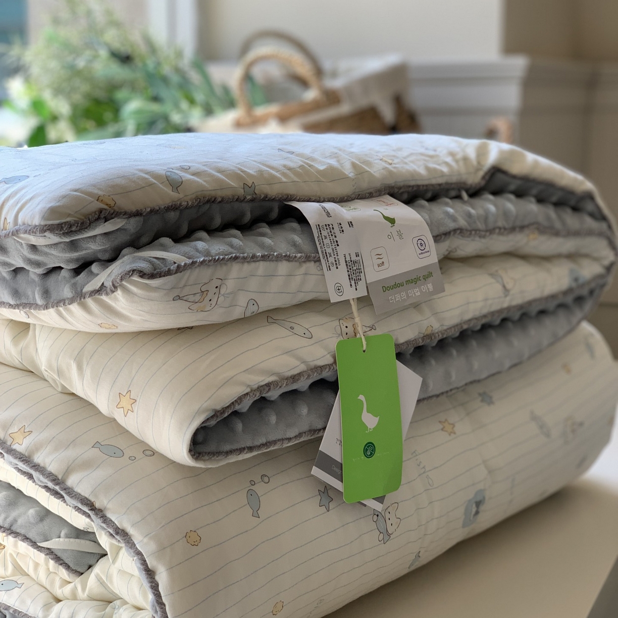 91家纺网 家纺一手货源 找家纺 汇庭 2025秋冬新款幸运豆单人春秋系列 小鱼儿蓝