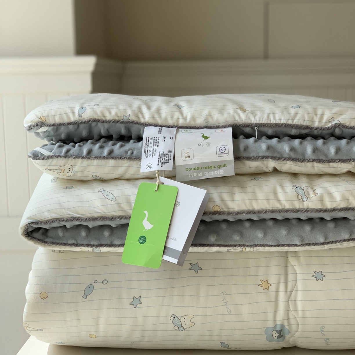 91家纺网 家纺一手货源 找家纺 汇庭 2025秋冬新款幸运豆单人春秋系列 小鱼儿蓝