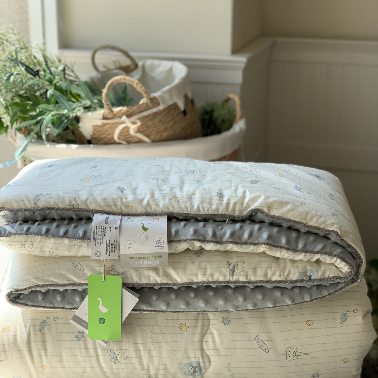 91家纺网 家纺一手货源 找家纺 汇庭 2025秋冬新款幸运豆单人春秋系列 小鱼儿蓝