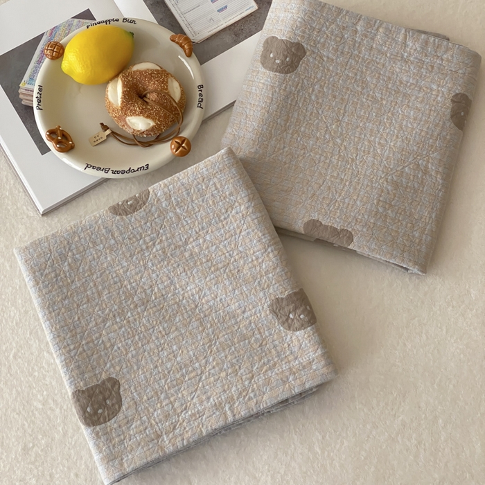 91家纺网 家纺一手货源 找家纺 麻依 2025新款安心棉纱布枕套全棉四层纱布枕套 小熊格格