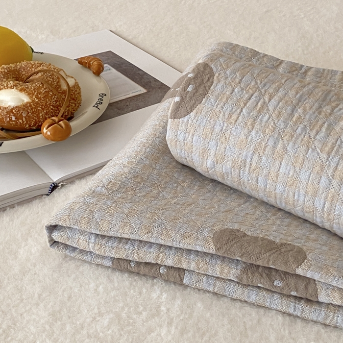 91家纺网 家纺一手货源 找家纺 麻依 2025新款安心棉纱布枕套全棉四层纱布枕套 小熊格格